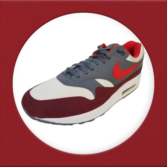 RETRO NIKE AIR MAX 1 ANNIVERSARY RED SZ 13 WHITE GRAY OG 2017 2018 AH8145-100 - Picture 3 of 15